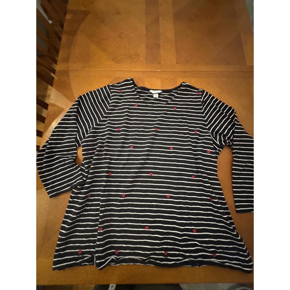CJ Banks Women's Black and White Striped Long Sleeve Top Size 3X 1-147
